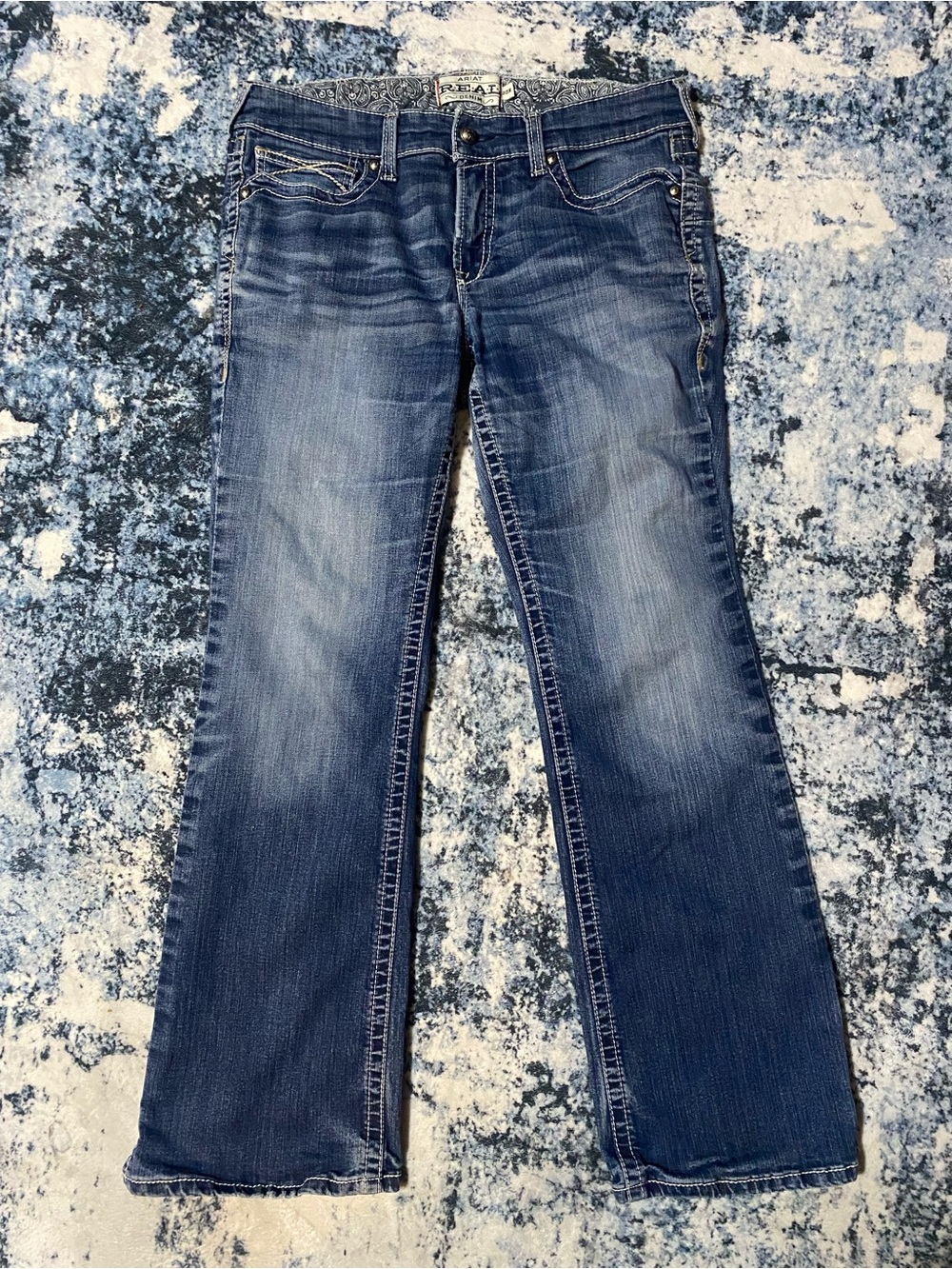 Ariat R.E.A.L. Womens 32R Bootcut Jeans Mid Rise Medium Wash Western Equestrian